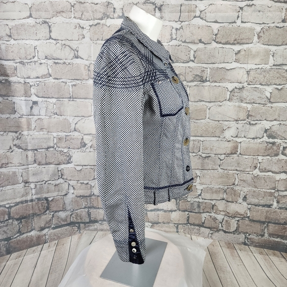 Sportalm Indian Rhapsody Fitted Bomber Jacket Navy White Checker Size 36/Small - Picture 11 of 16